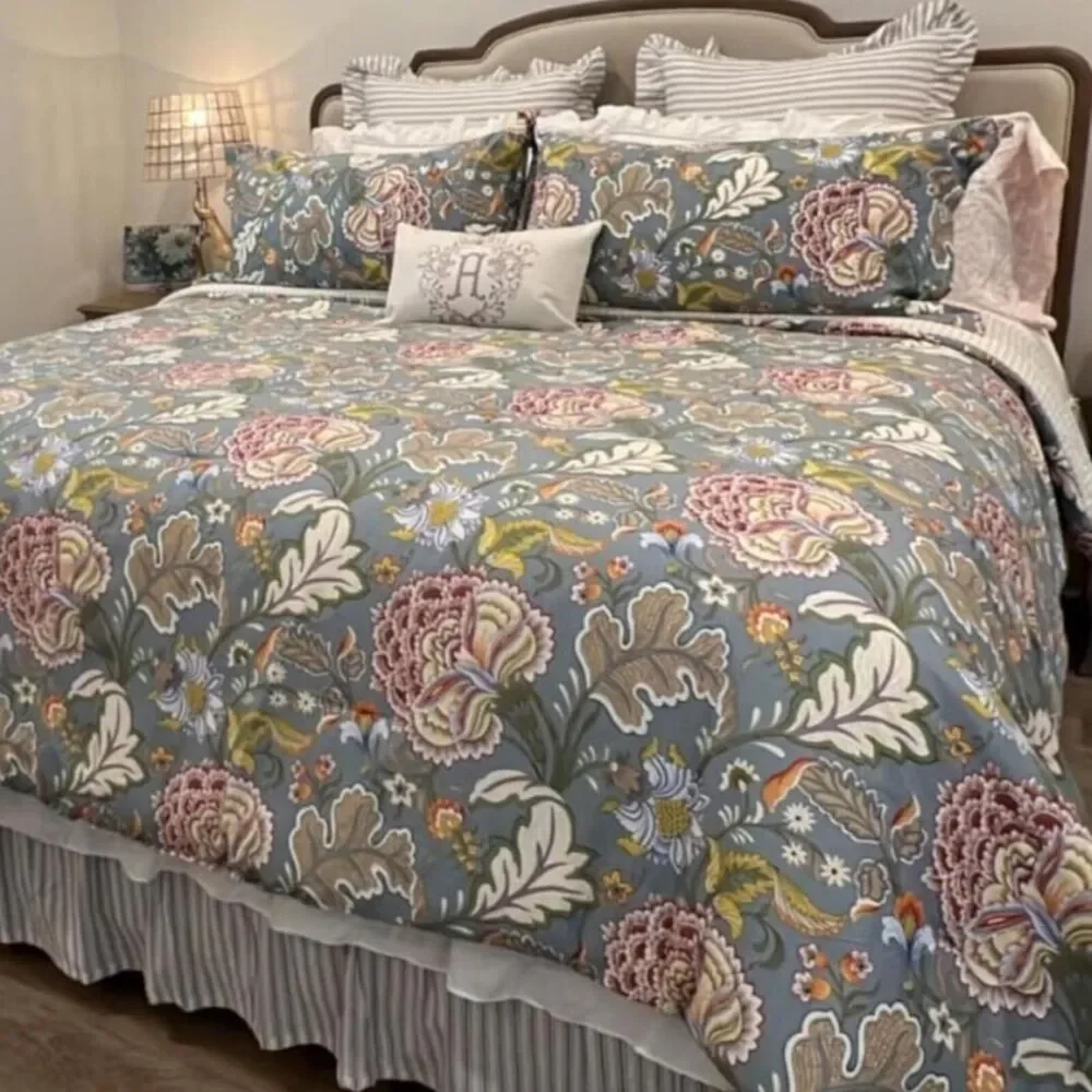 🆕 PB Style Floral Queen Duvet Cover 3 piece Set Cotton Bedding Soft Luxury NEW